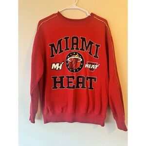 Miami Heat Sweatshirt Men's M Red Long Sleeve NBA Basketball Crewneck Sweatshirt